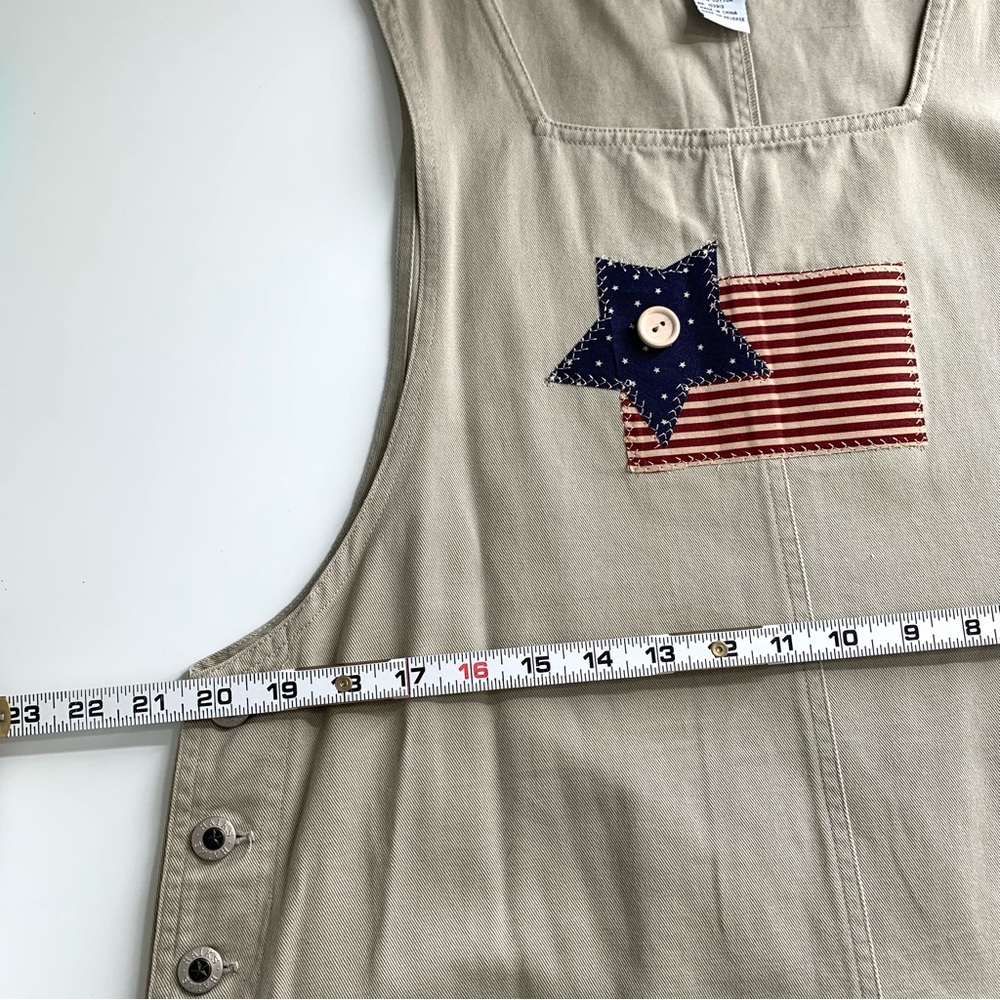 Vintage InFocus Haiks Maxi Jumper in Tan w/ American Flag Appliqué Size XL - Picture 10 of 12